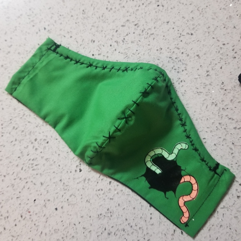 Oogie boogie inspired fabric mask with pocket/wire